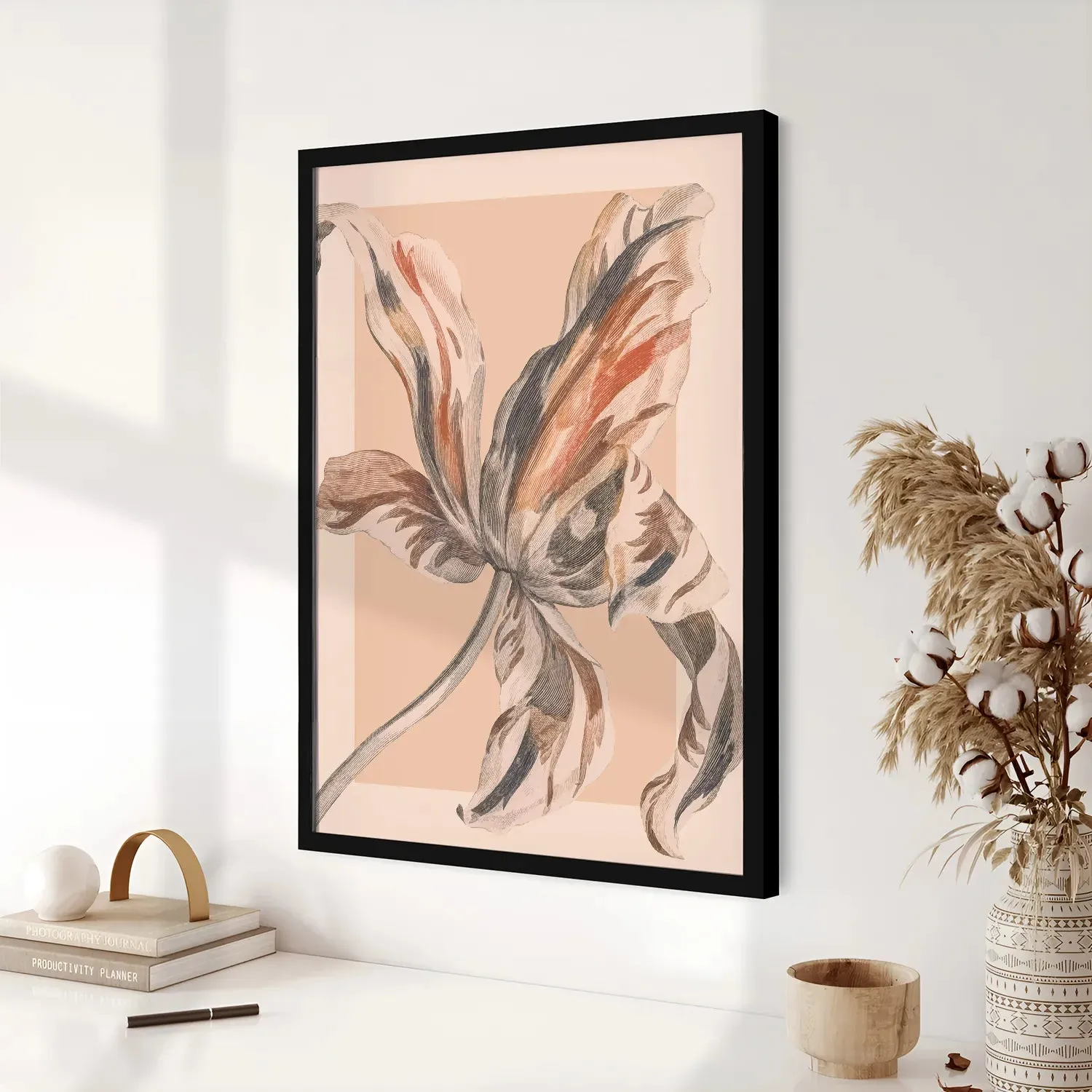 Blooming Flower Colored Pencil Sketch Style