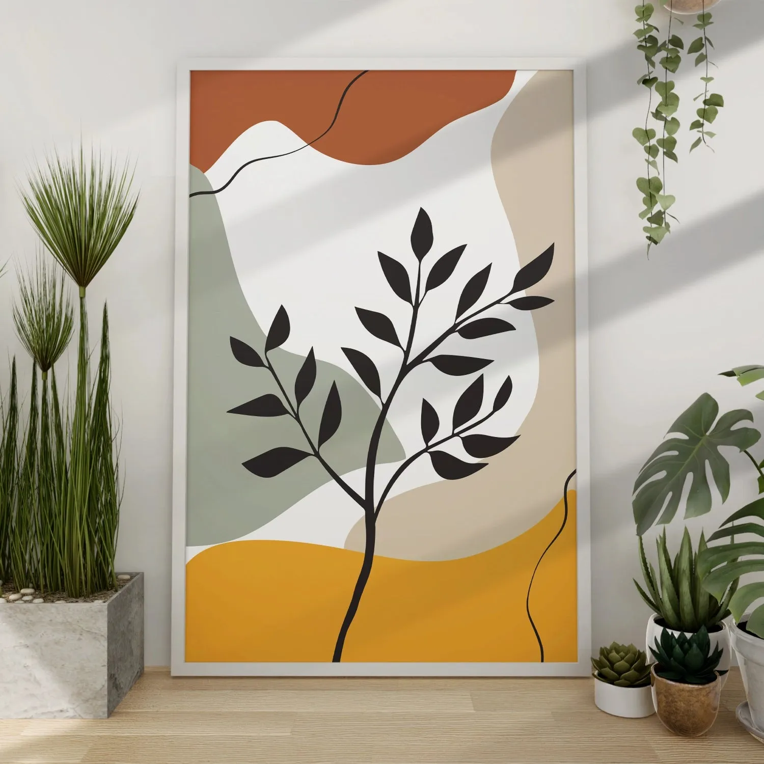 BOHO Inspired Artistic Mahogany Plant Leaves