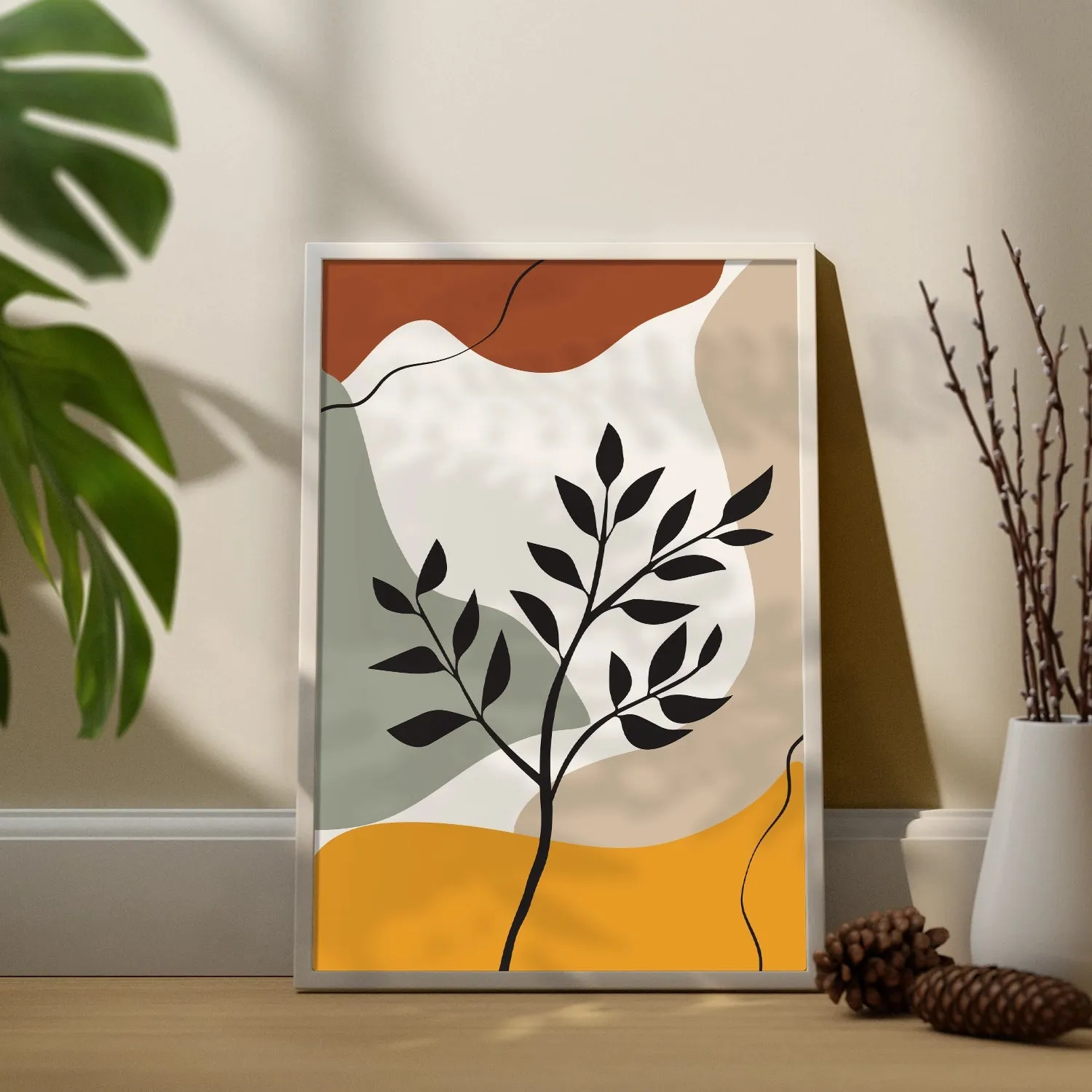 BOHO Inspired Artistic Mahogany Plant Leaves