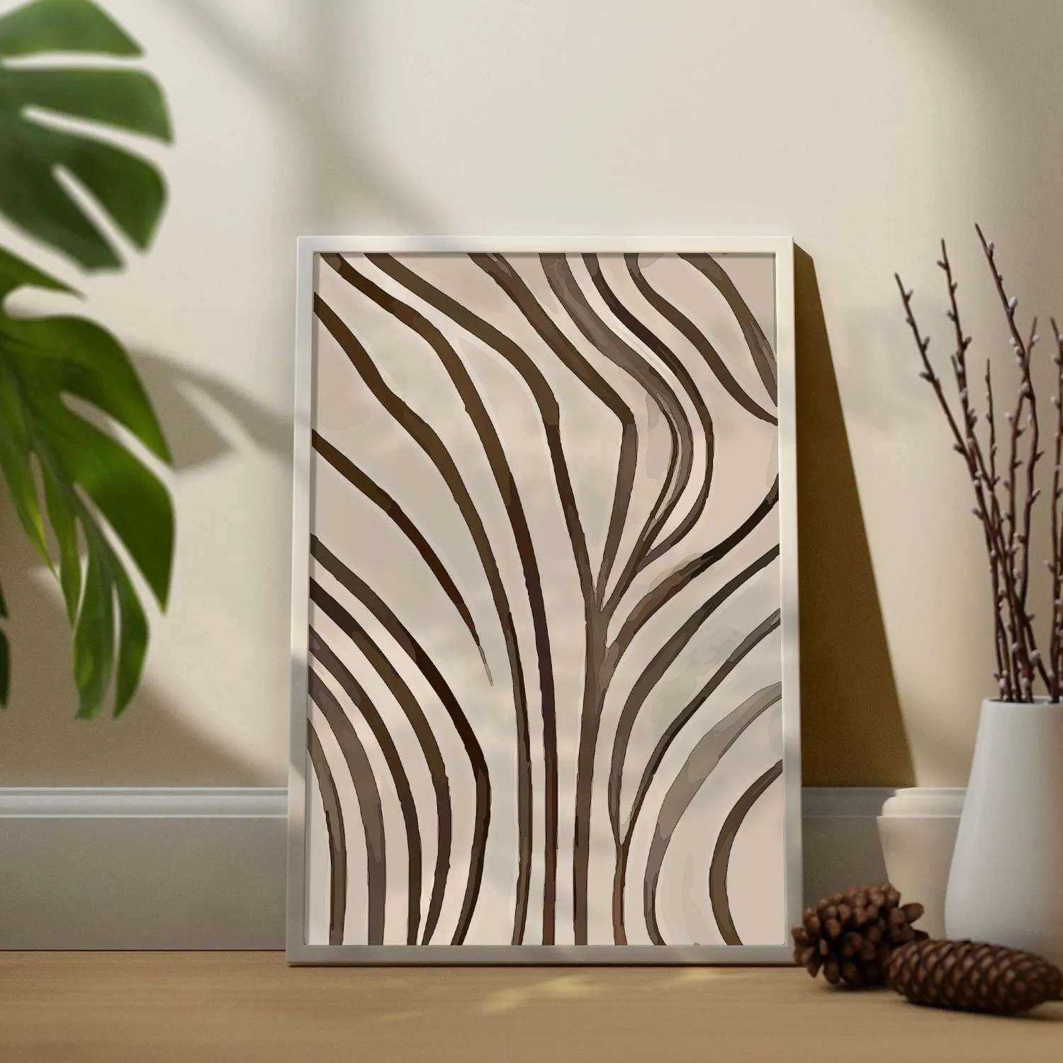 BOHO Inspired Leaf Lines In Earthy Tone