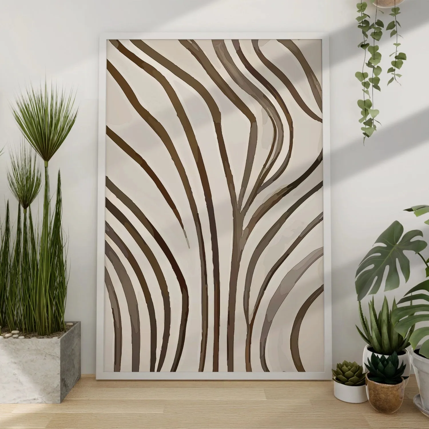 BOHO Inspired Leaf Lines In Earthy Tone