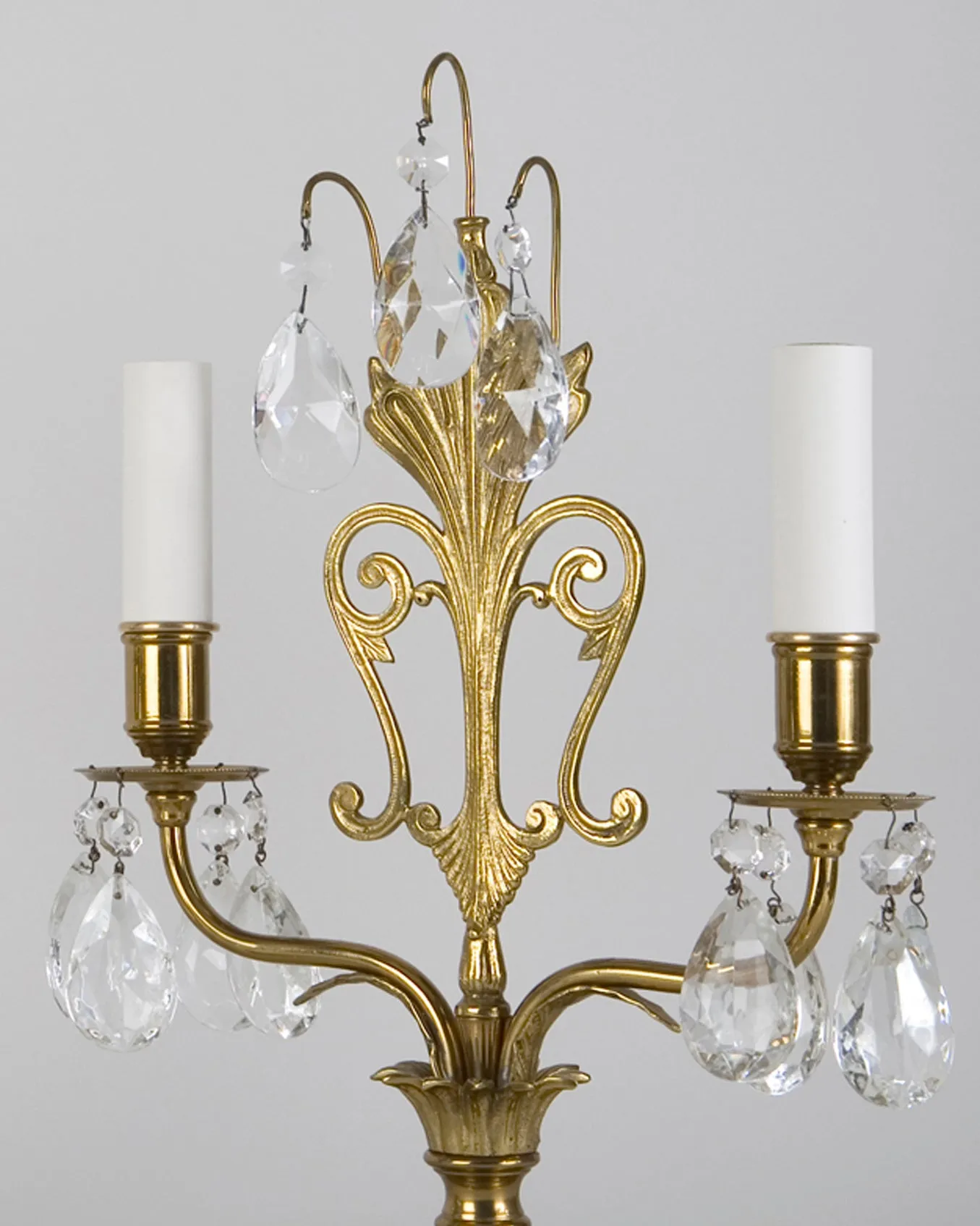 Brass Table Lamps with Crystal Prisms