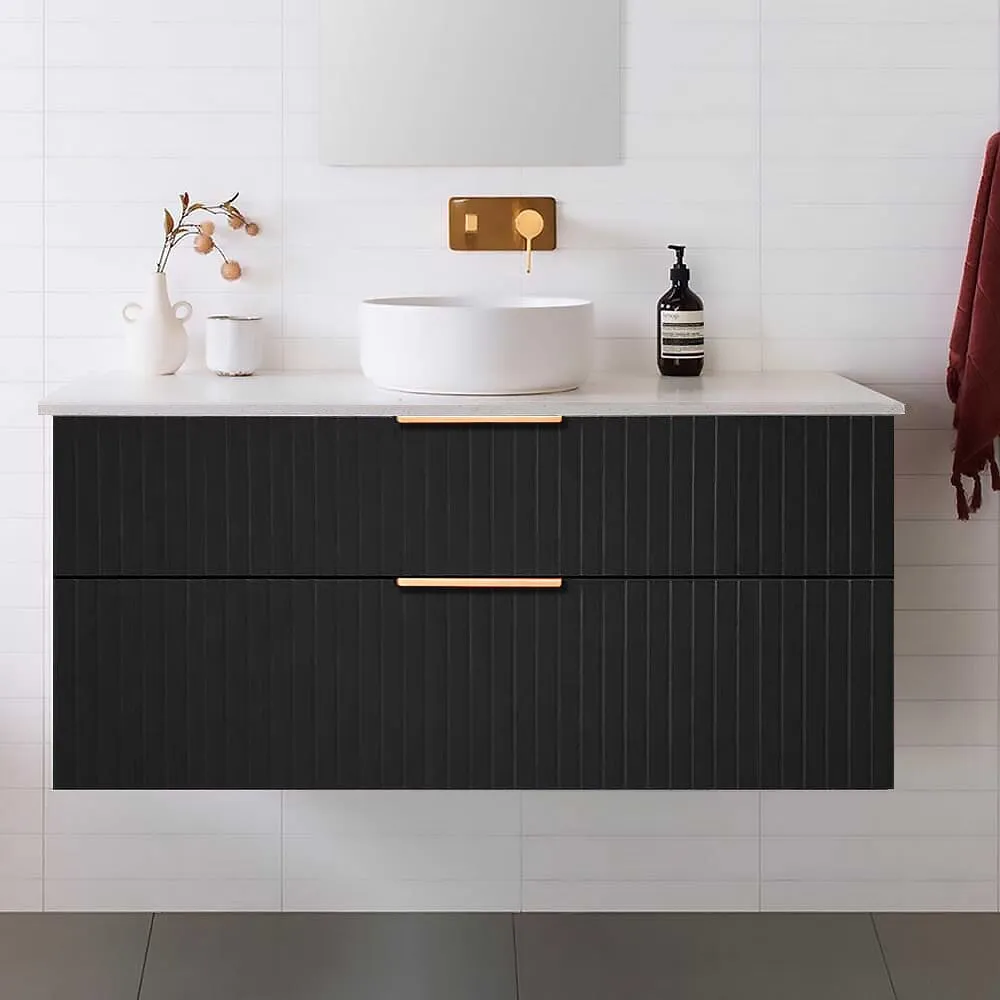 Bronte 1200mm Bathroom Vanity Matte Black   Bliss Stone Top