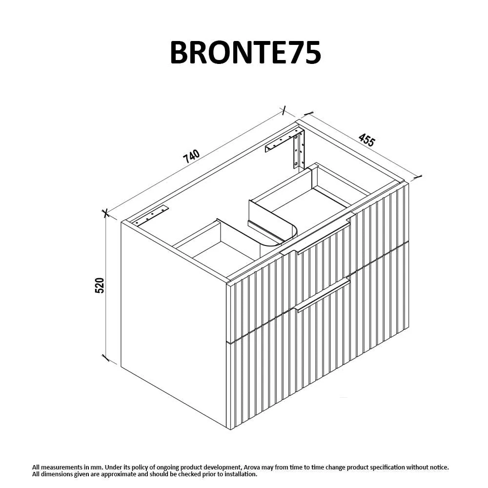 Bronte 750mm Wall Hung Bathroom Vanity - Matte White