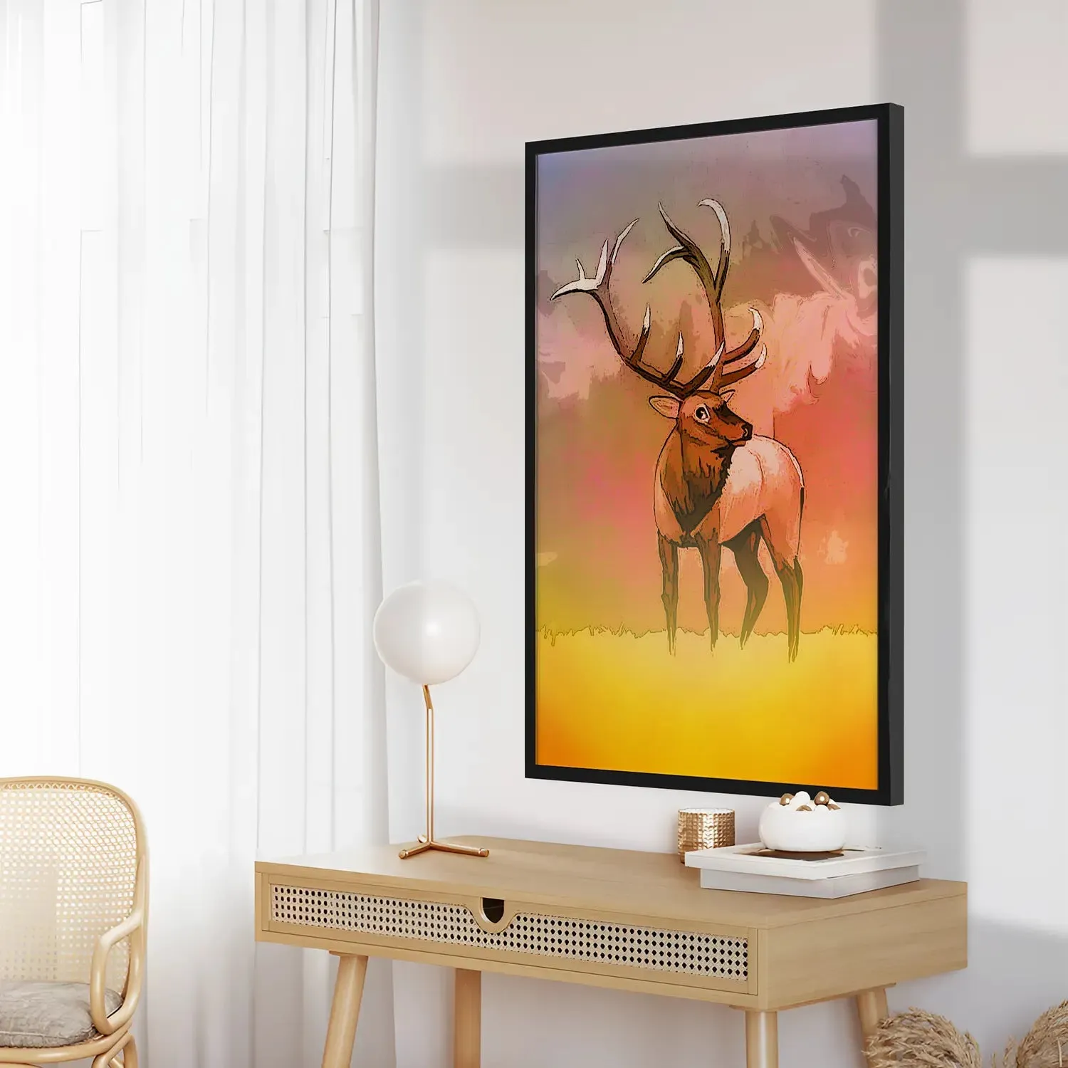Brown Reindeer In Field