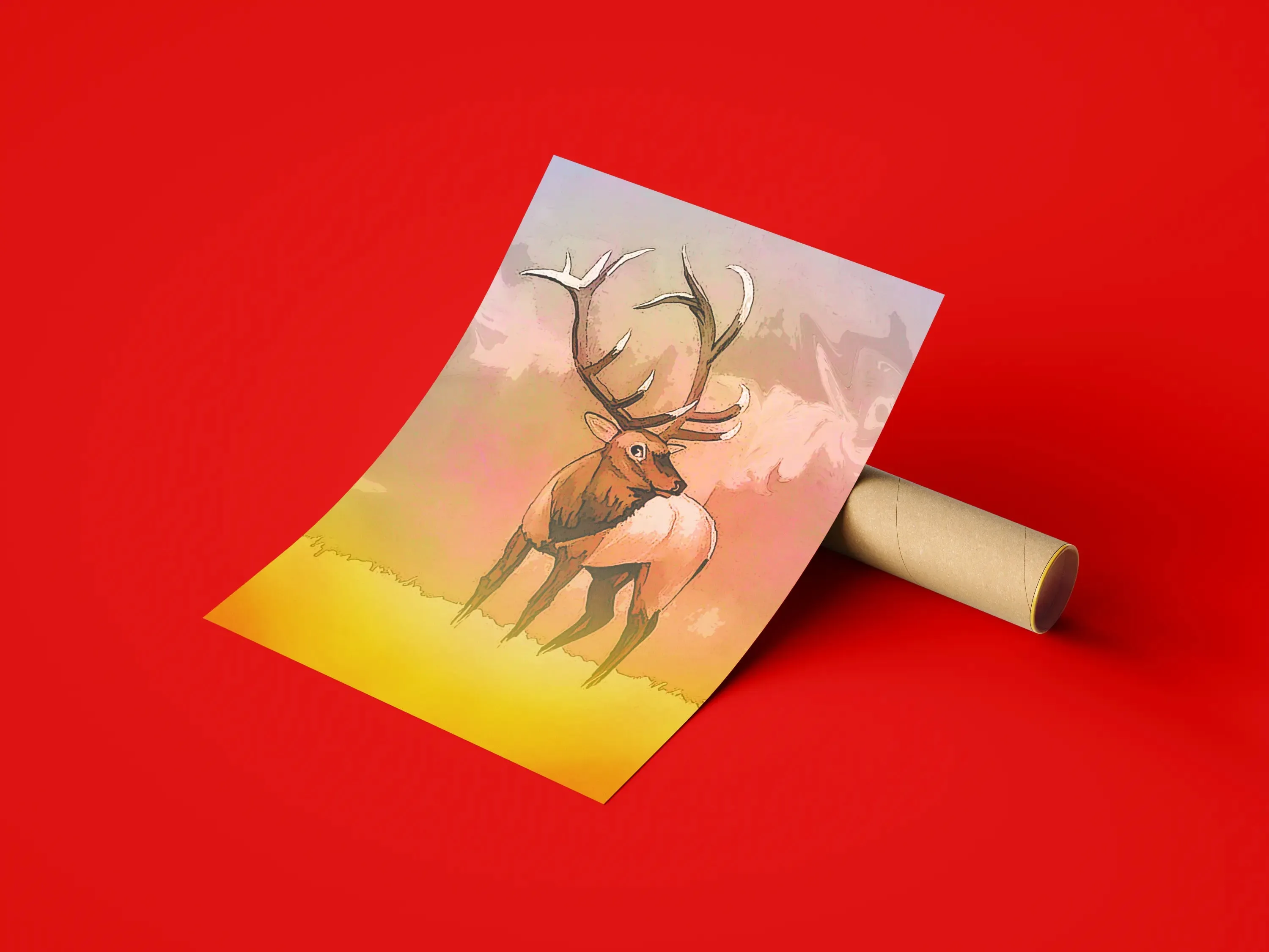 Brown Reindeer In Field