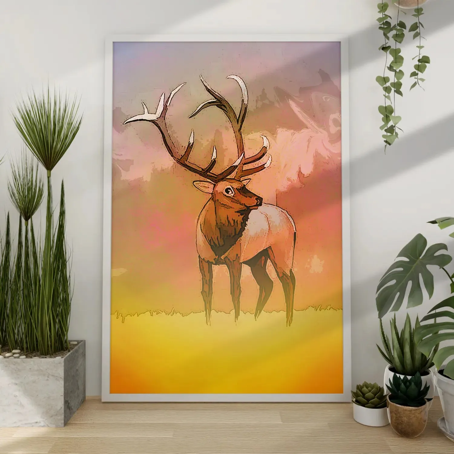 Brown Reindeer In Field