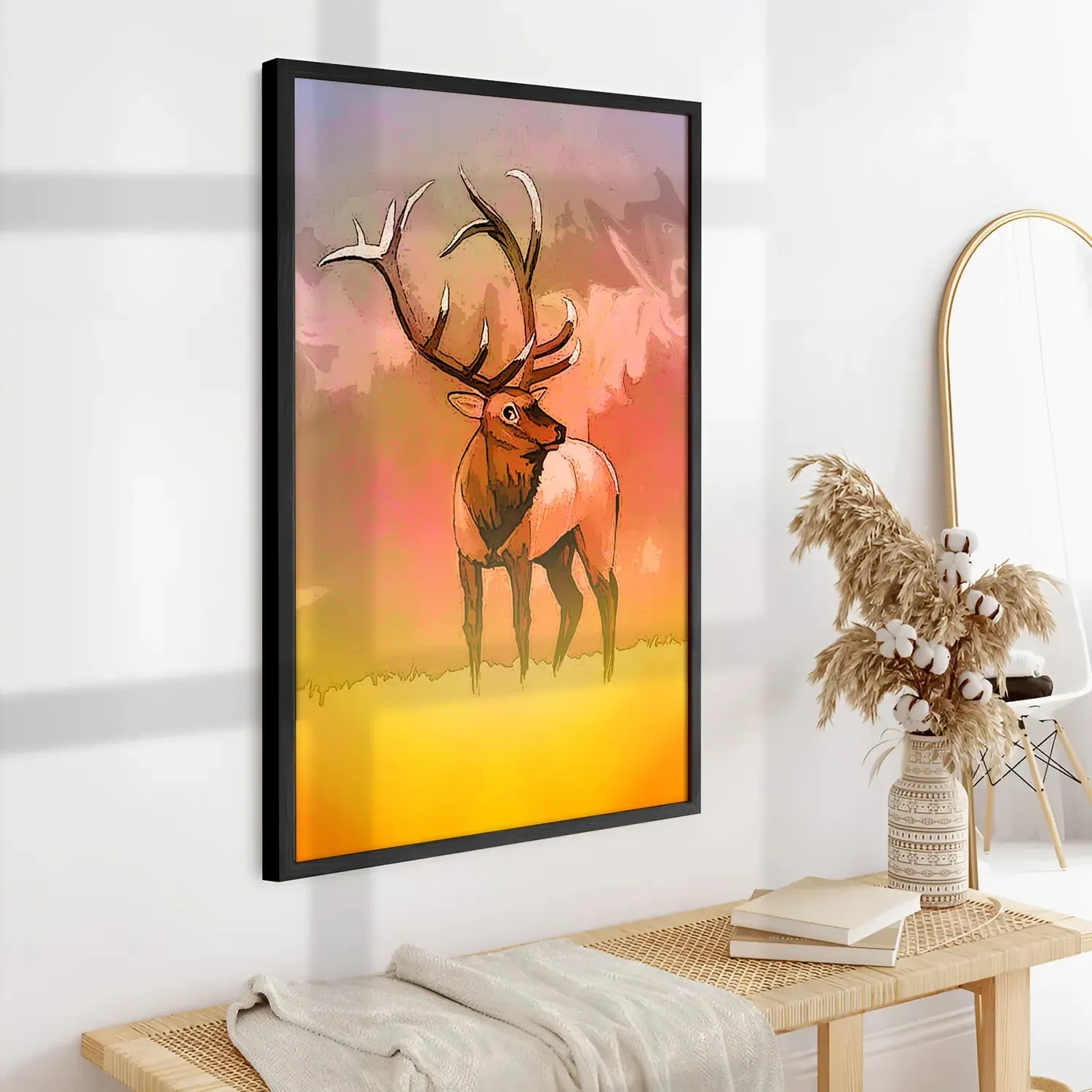 Brown Reindeer In Field