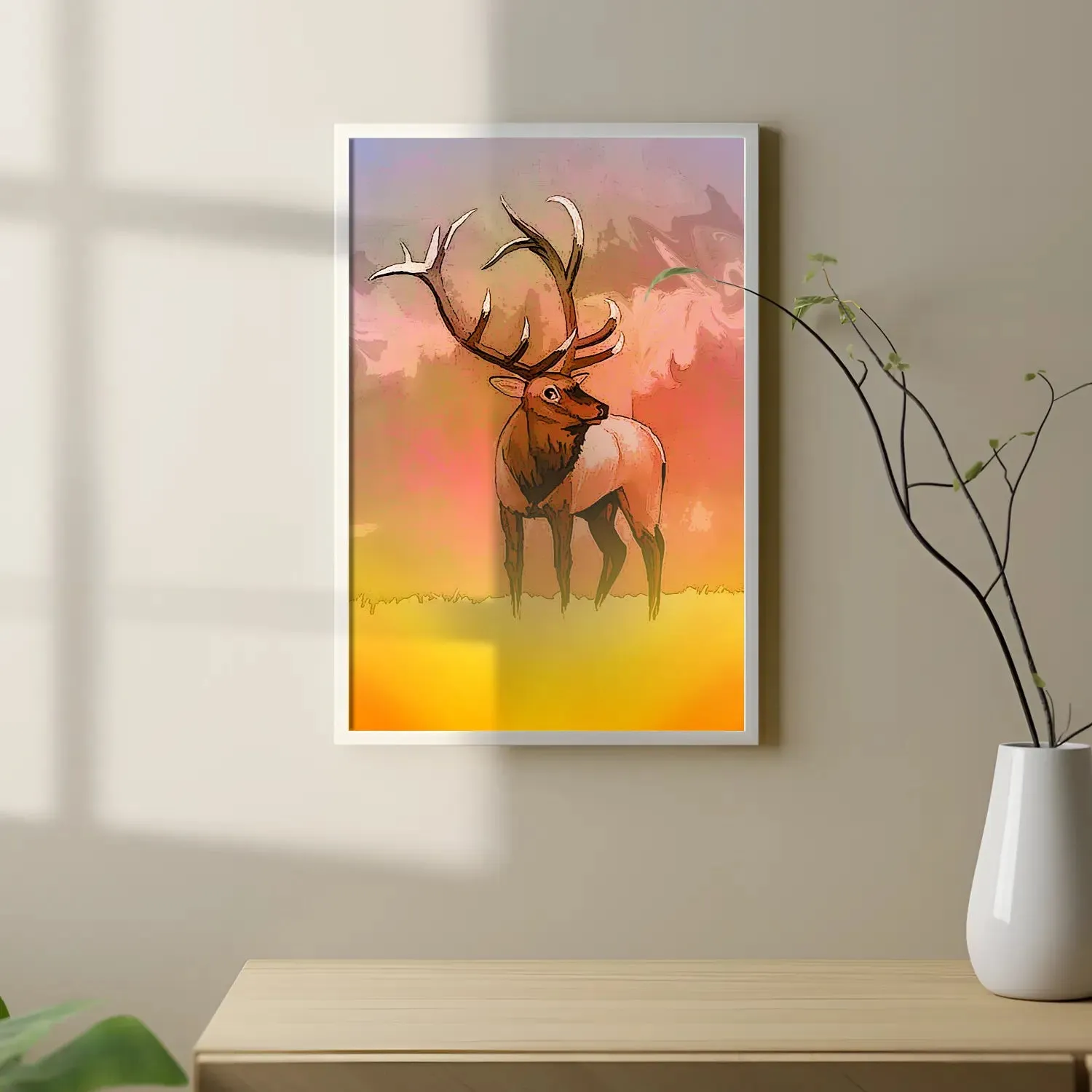 Brown Reindeer In Field