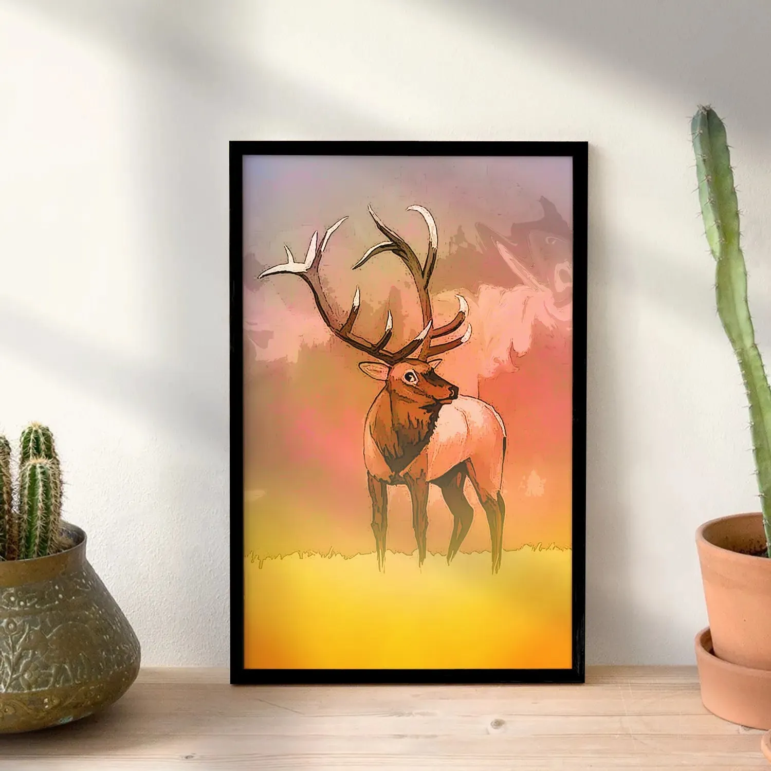 Brown Reindeer In Field