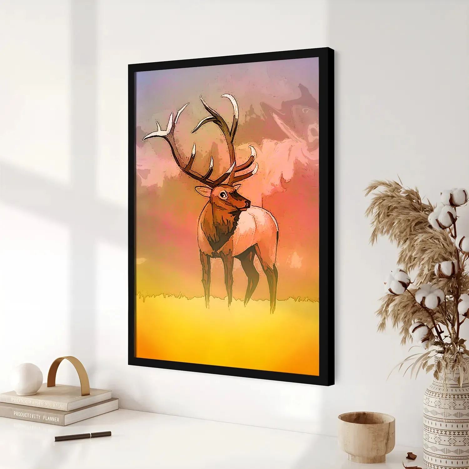Brown Reindeer In Field