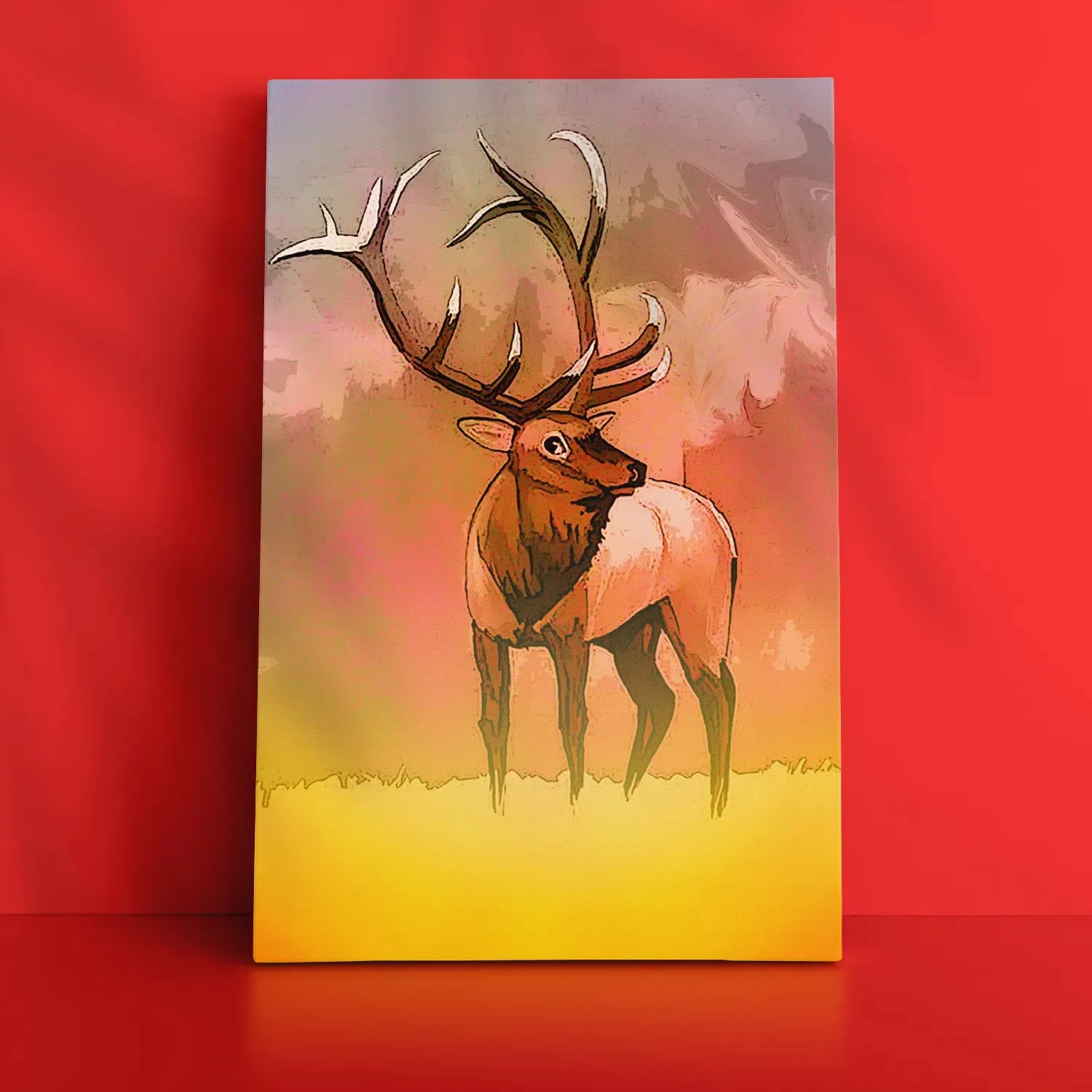 Brown Reindeer In Field