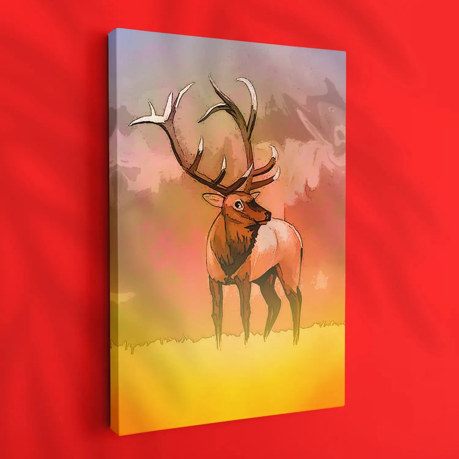 Brown Reindeer In Field