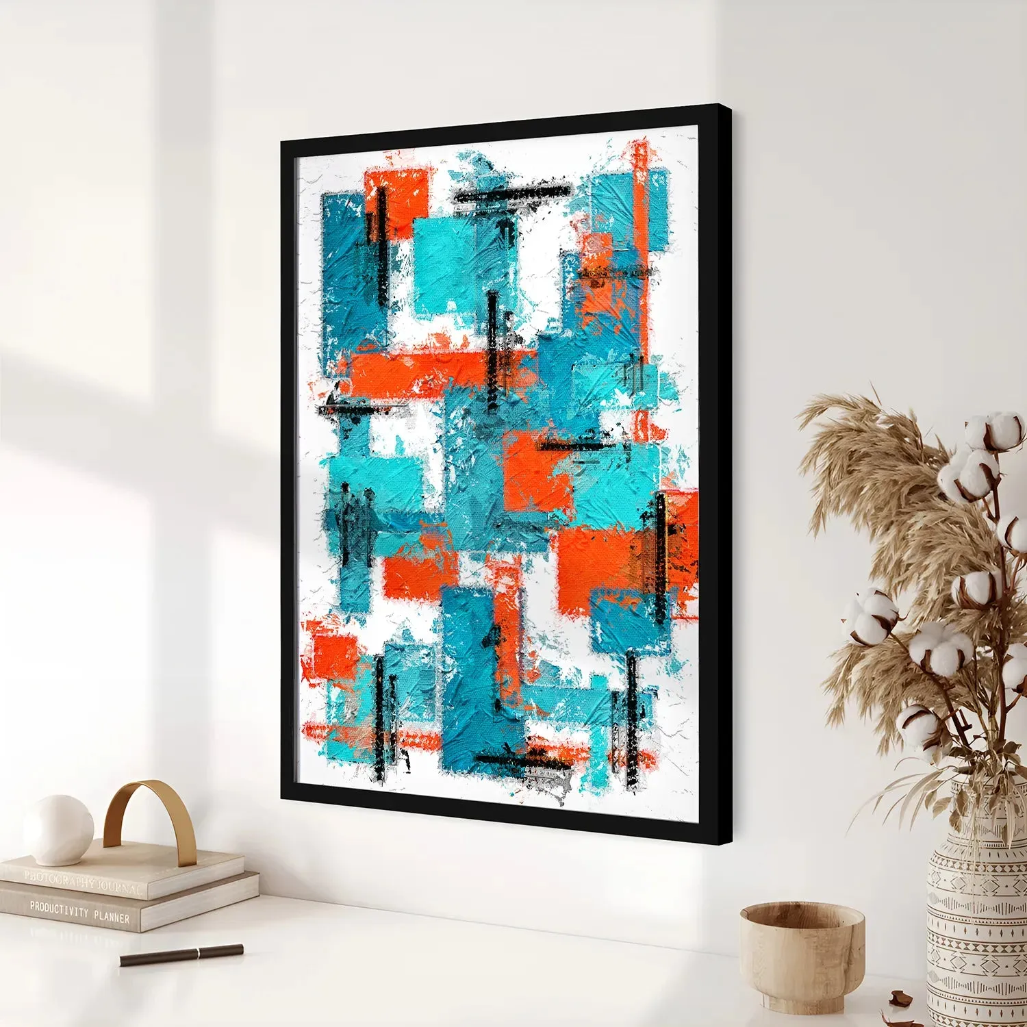 Brush Stroke Patterned Geometric Wall Art - II