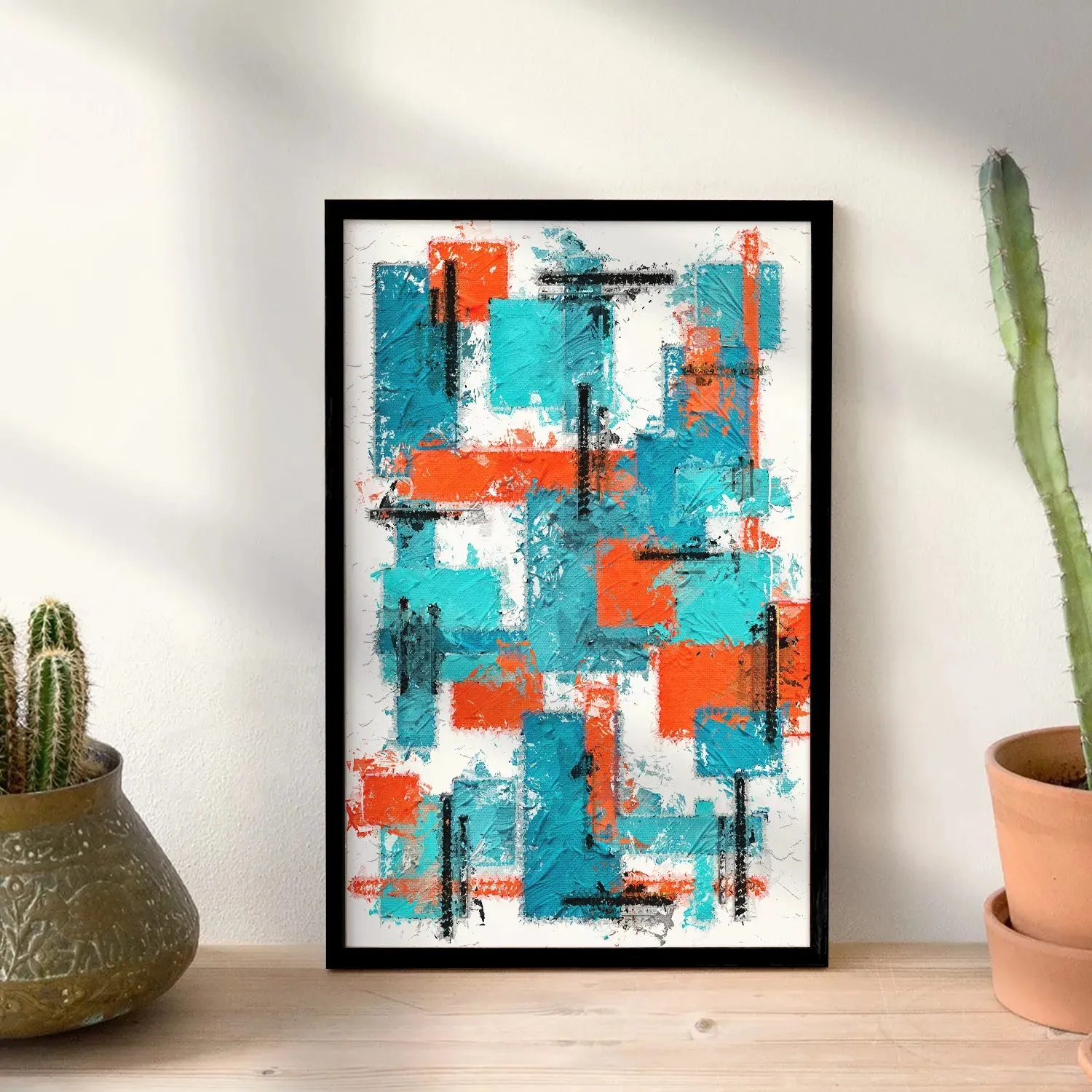 Brush Stroke Patterned Geometric Wall Art - II