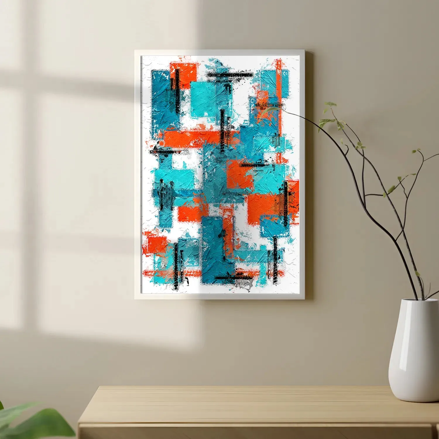 Brush Stroke Patterned Geometric Wall Art - II