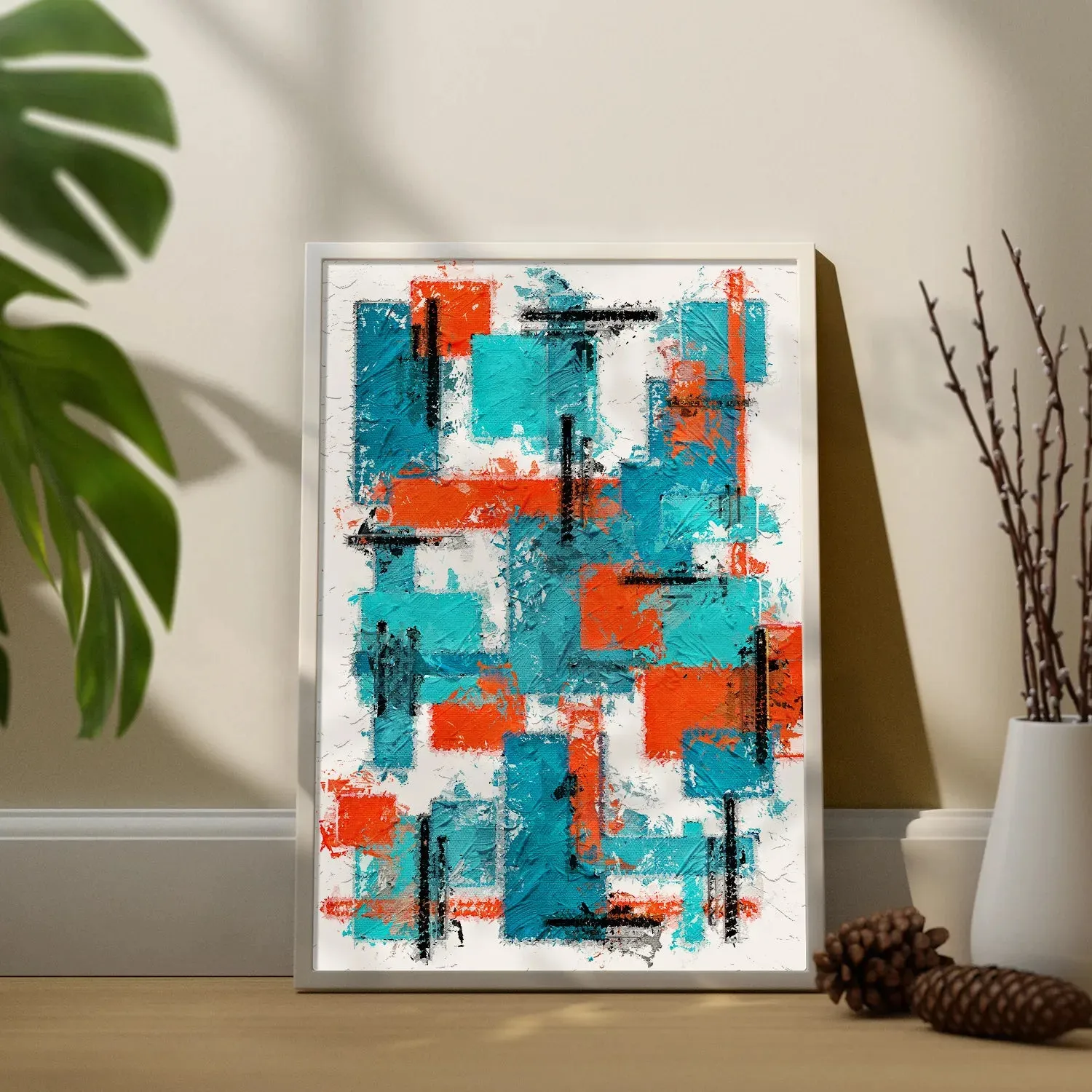 Brush Stroke Patterned Geometric Wall Art - II