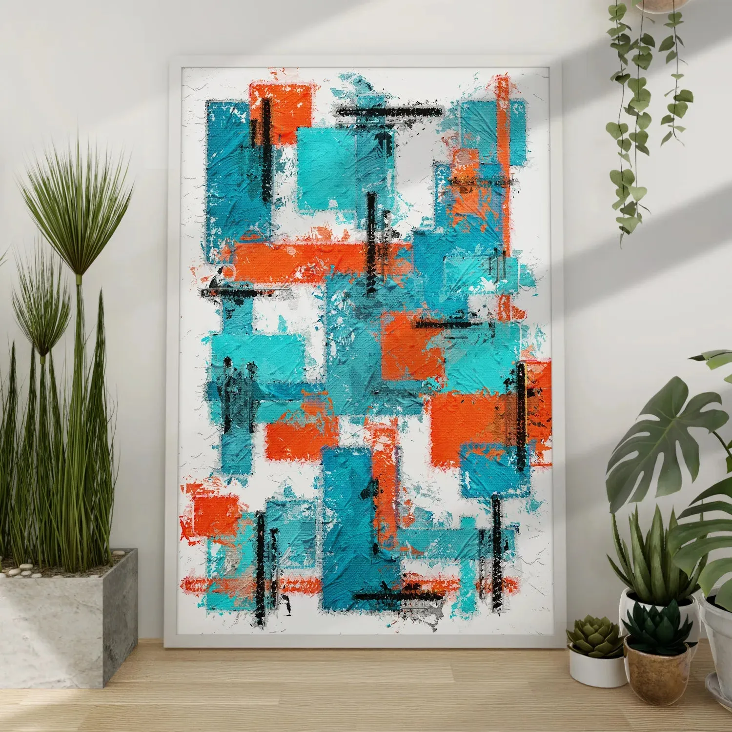 Brush Stroke Patterned Geometric Wall Art - II