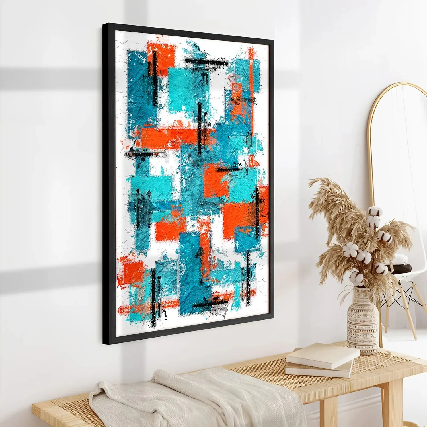 Brush Stroke Patterned Geometric Wall Art - II