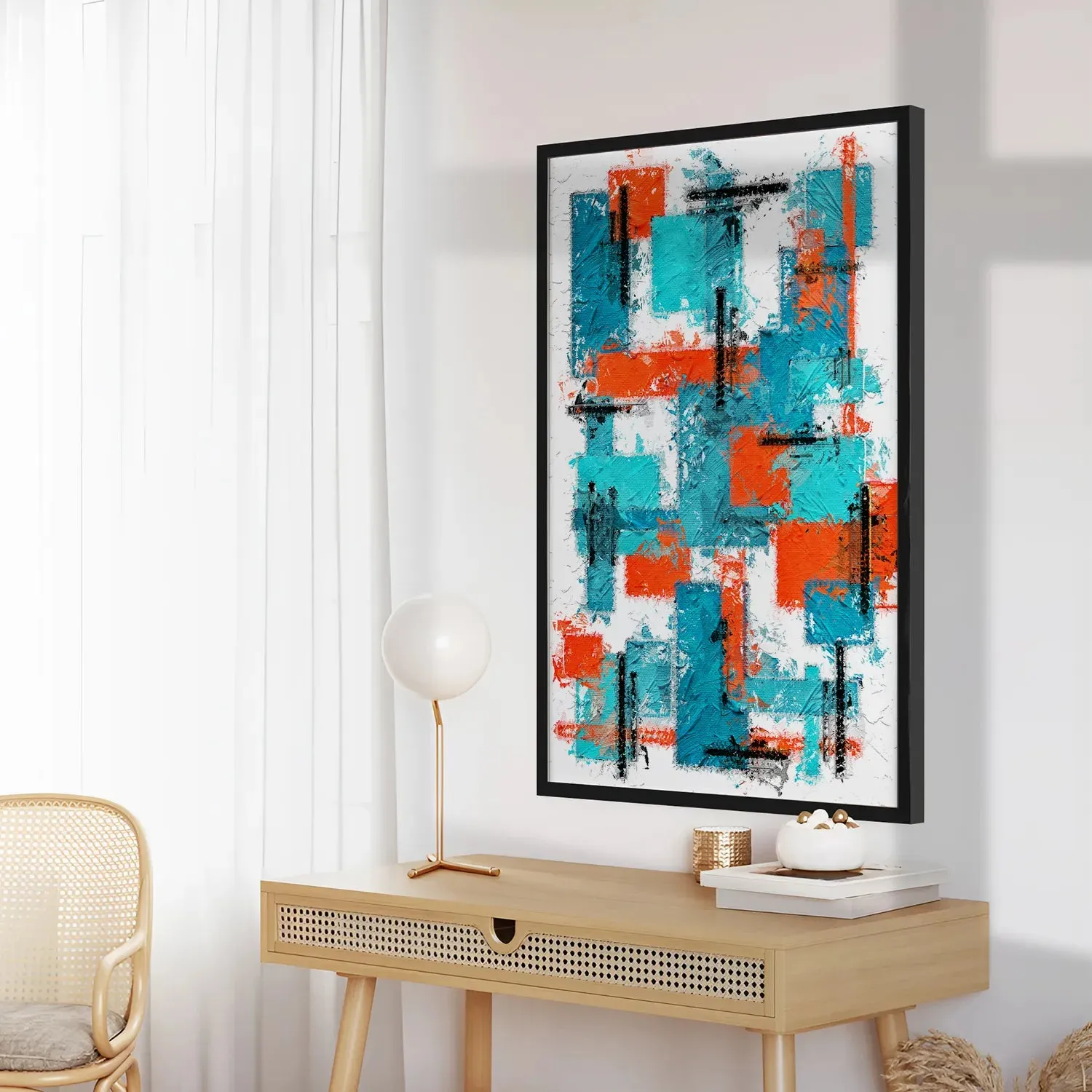 Brush Stroke Patterned Geometric Wall Art - II