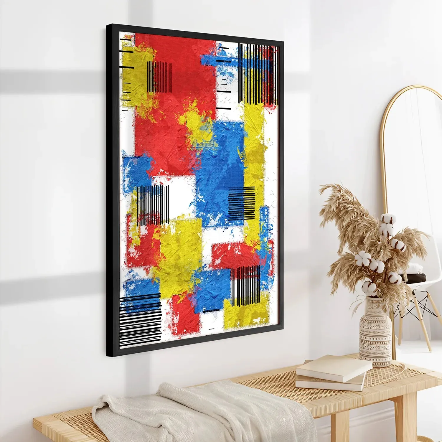 Brush Stroke Patterned Geometric Wall Art - III
