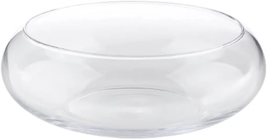 BS AMOR Flower Glass Vase, Urli Bowl Terrarium Succulent Planter, Air Plant Display, Decorative Centerpiece Floral Container for Home or Wedding Set of 1, Clear LxBxH-8x8x3.5 Inch