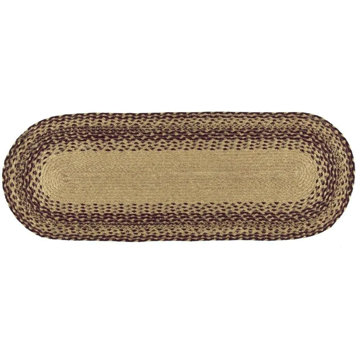 Burgundy Tan Jute Braided Table Runner Stencil Stars