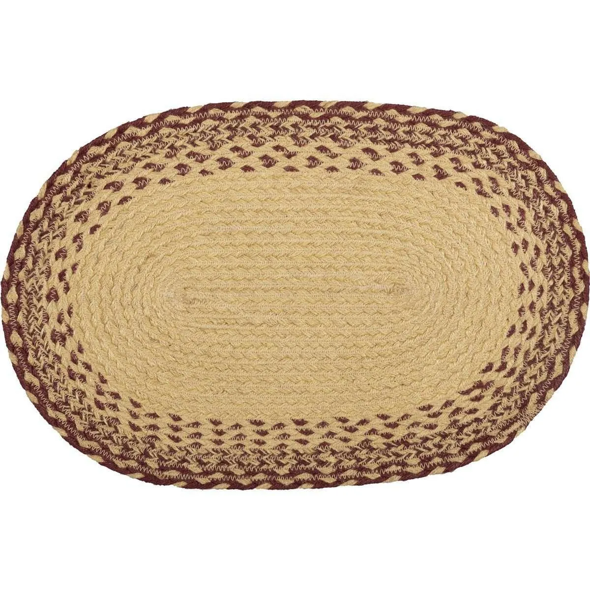 Burgundy Tan Stencil Stars Jute Braided Placemat Set of 6