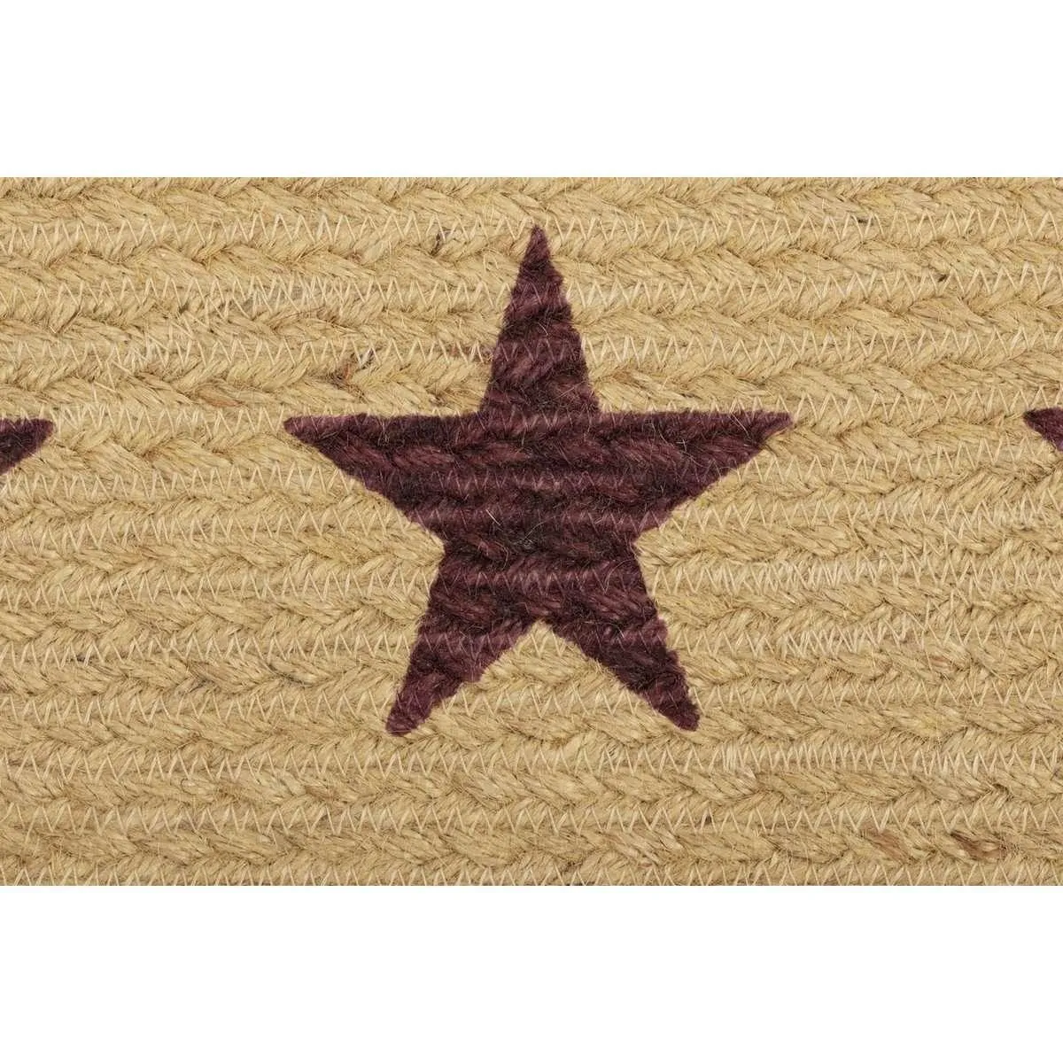 Burgundy Tan Stencil Stars Jute Braided Placemat Set of 6