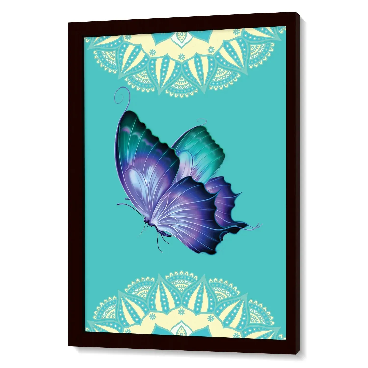 Butterfly With Mandala Wall Art Framed