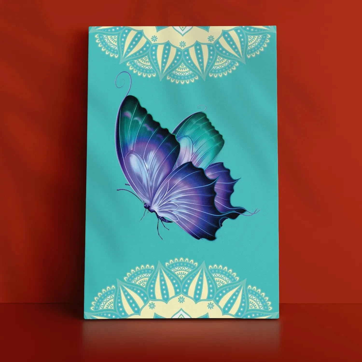 Butterfly With Mandala Wall Art Framed