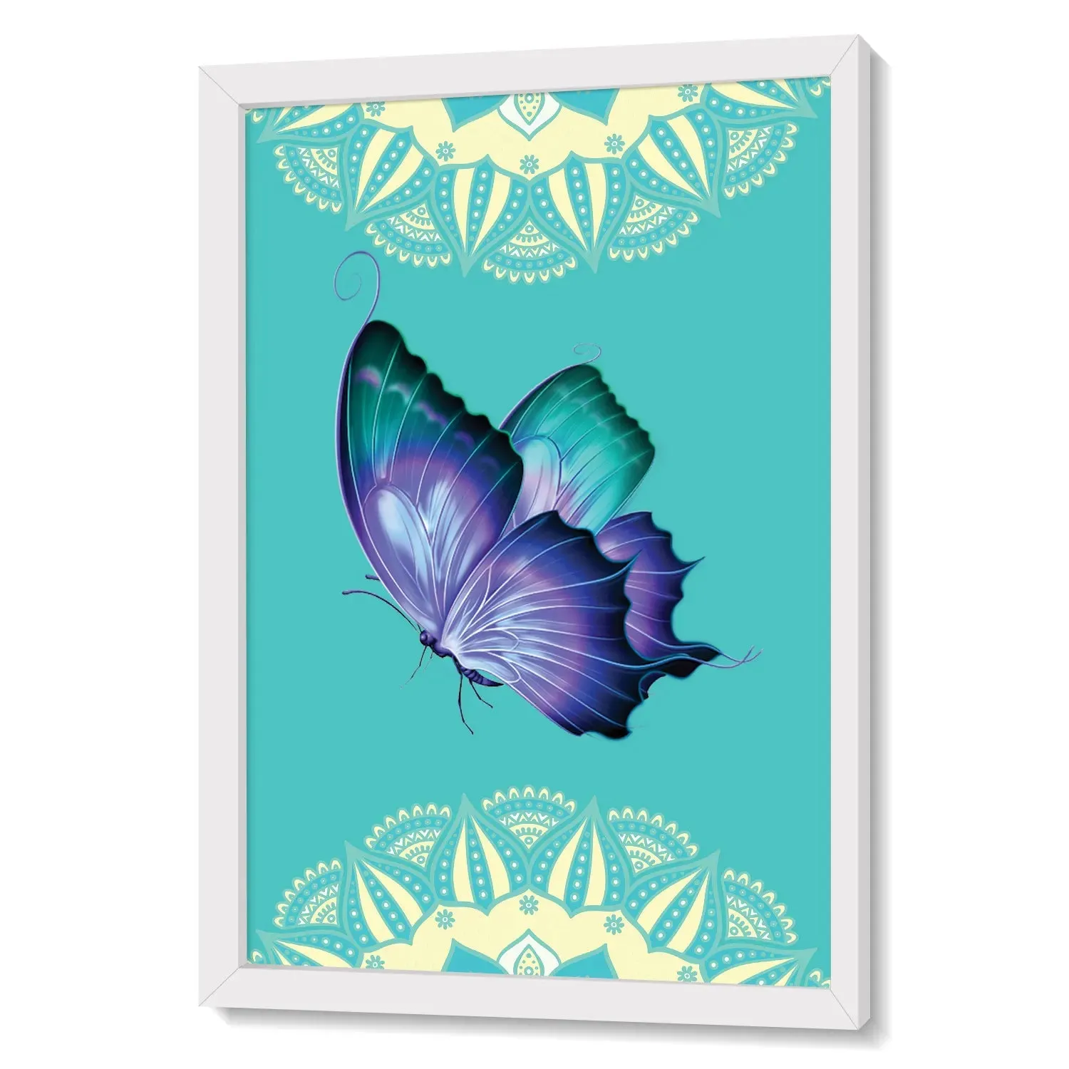 Butterfly With Mandala Wall Art Framed