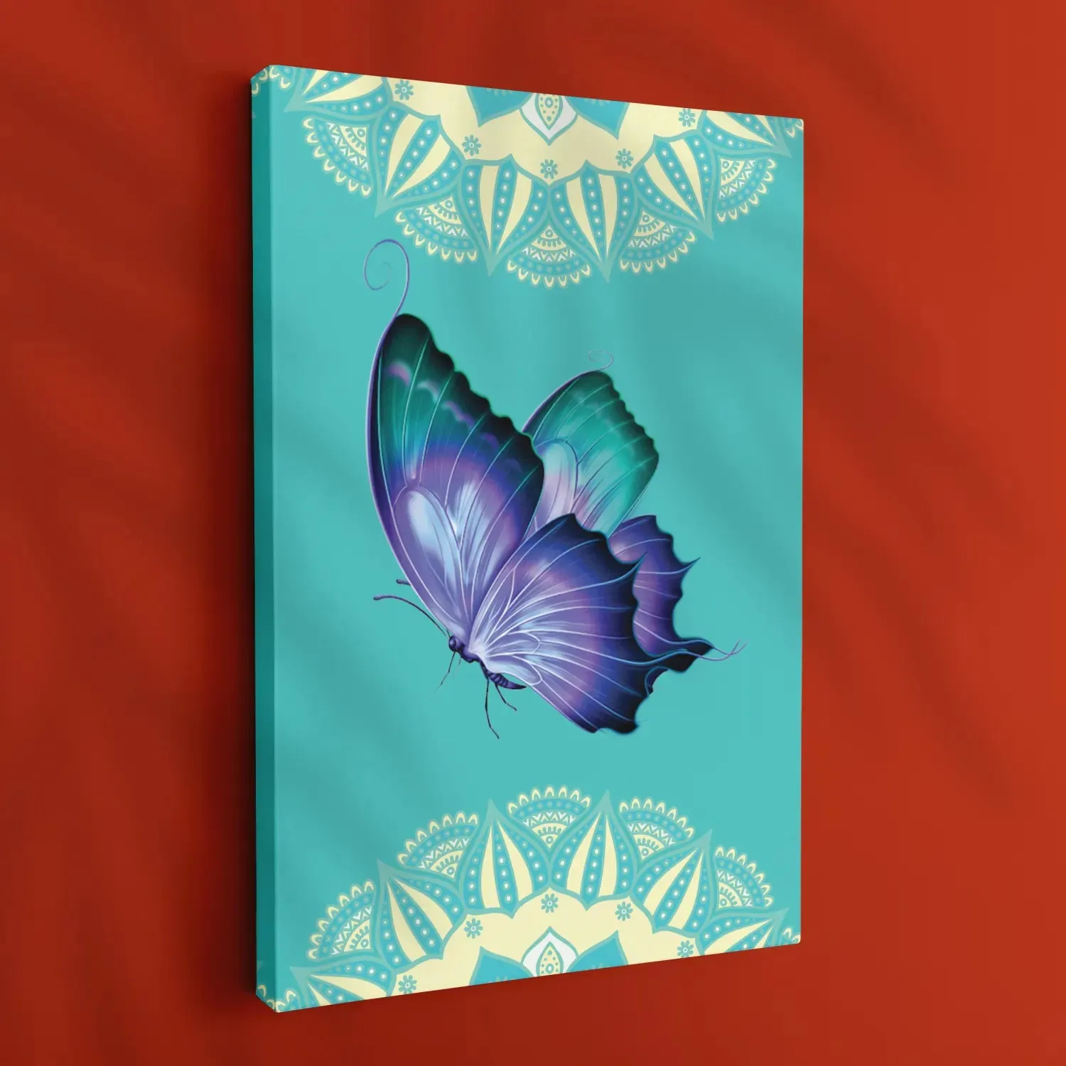 Butterfly With Mandala Wall Art Framed