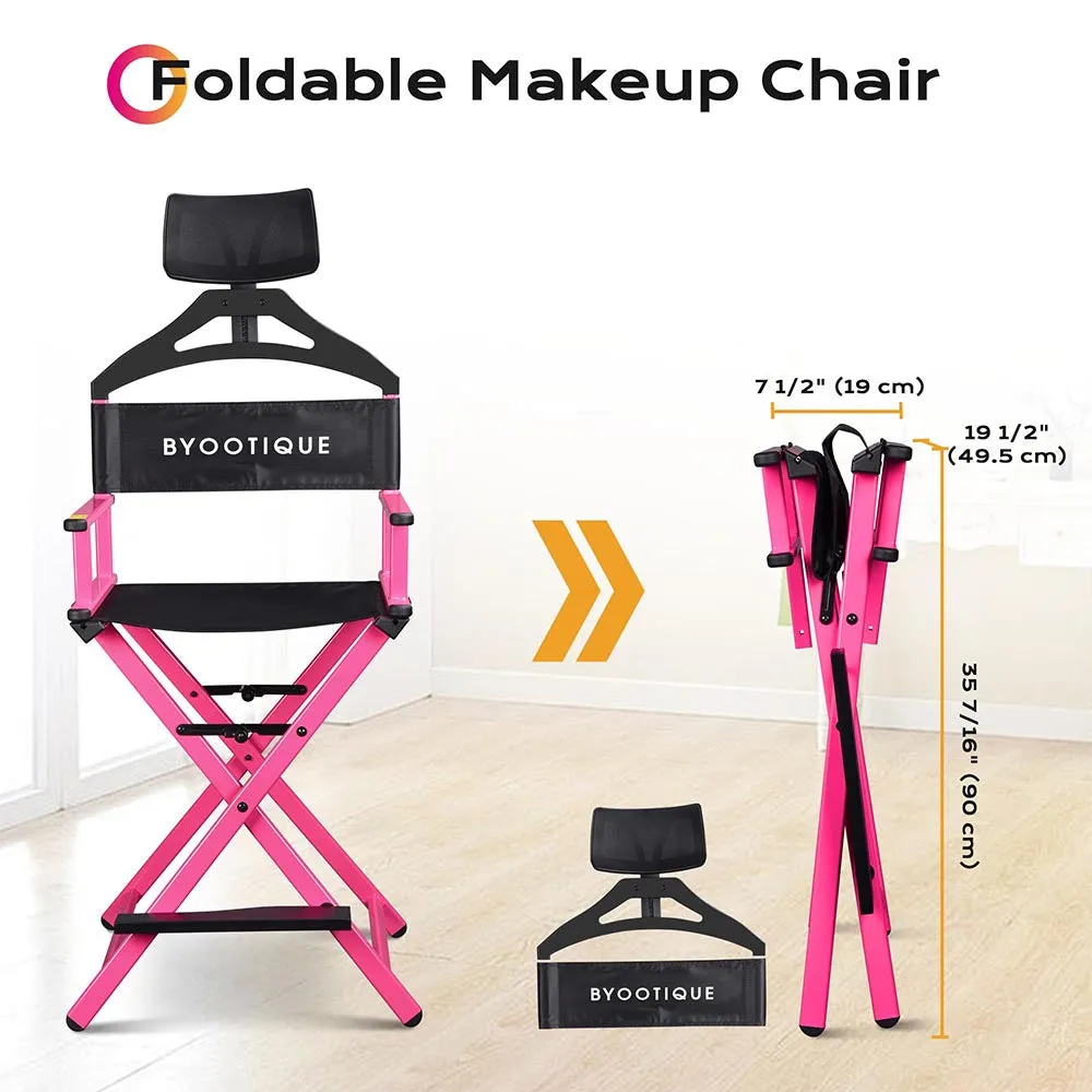 Byootique UrStudio Makeup Chair with Headrest: Tall Director's Chair