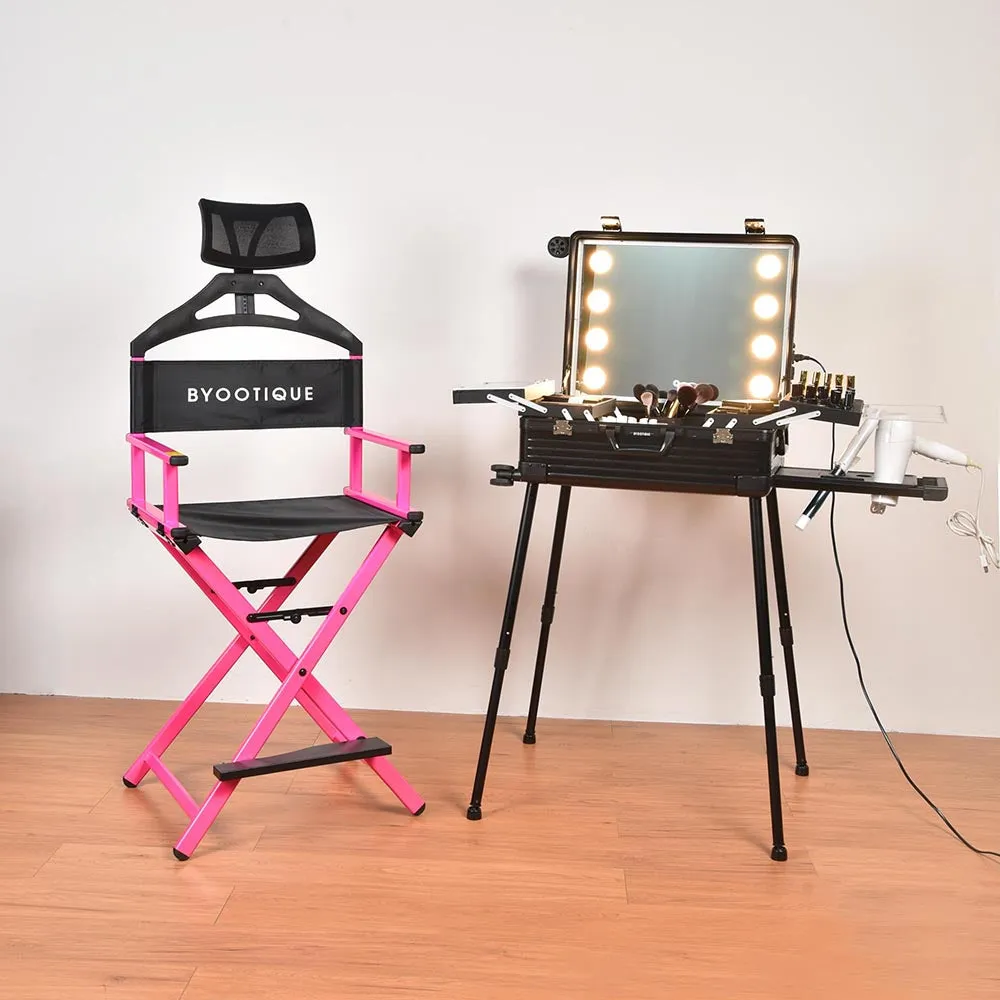 Byootique UrStudio Makeup Chair with Headrest: Tall Director's Chair