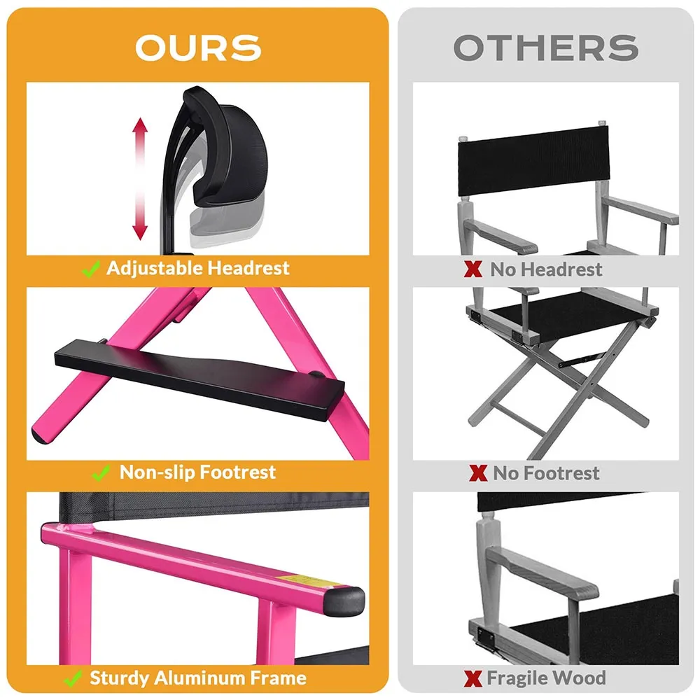 Byootique UrStudio Makeup Chair with Headrest: Tall Director's Chair