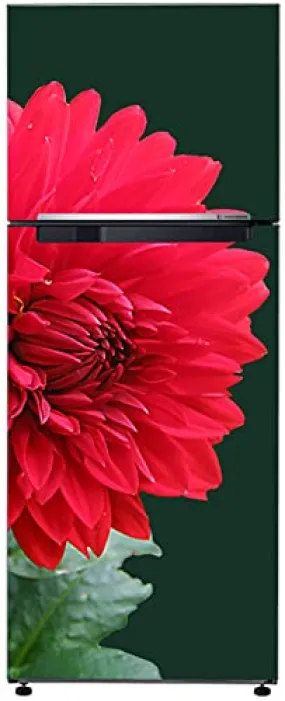 Byteon Abstract Beautiful Natural red Flower Leaves Extra lardge Fridge Sticker for Fridge Decor (PVC Vinyl Multicolor) fd362