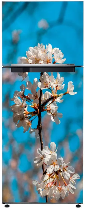 Byteon Abstract Decorative Natural White Flowers Extra lardge Fridge Sticker for Fridge Decor (PVC Vinyl Multicolor) fd398