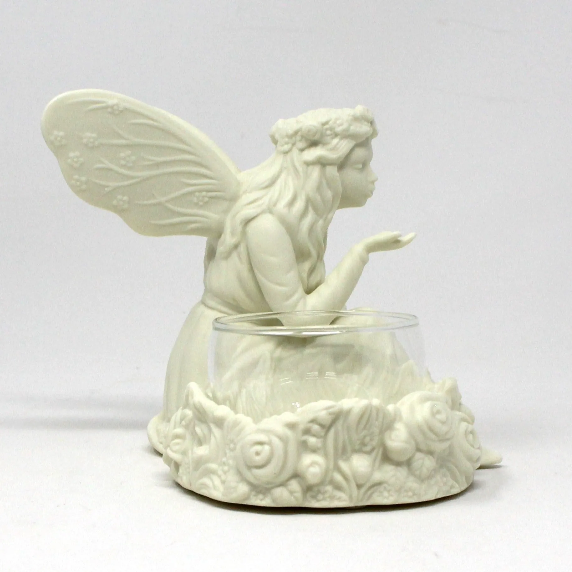 Candle Holder, Partylite, Ariana Garden Fairy Votive / Tealight, Bisque Porcelain, Vintage