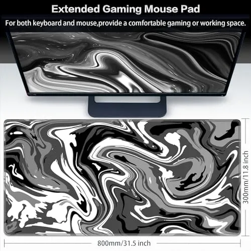 Canjoy Gaming Mouse Pad, Fluid Pattern Mouse Pad 31.5x11.8inch Large Extended Computer Mouse Mat Keyboard Full Desk Mousepad for Gaming, Office, Home