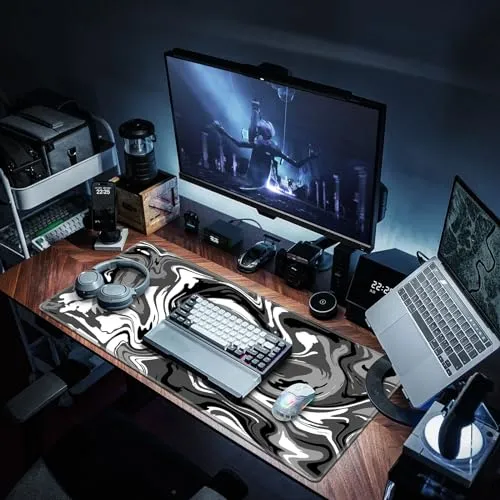 Canjoy Gaming Mouse Pad, Fluid Pattern Mouse Pad 31.5x15.9inch Large Extended Computer Mouse Mat Keyboard Full Desk Mousepad for Gaming, Office, Home
