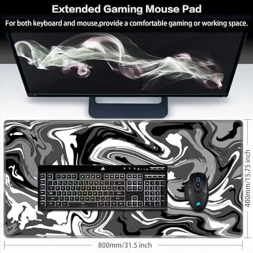 Canjoy Gaming Mouse Pad, Fluid Pattern Mouse Pad 31.5x15.9inch Large Extended Computer Mouse Mat Keyboard Full Desk Mousepad for Gaming, Office, Home