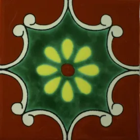 Ceramic Mexican Tile - Green Arabesque