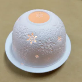 CERAMIC TEA LIGHT HOLDER SNOWFLAKES