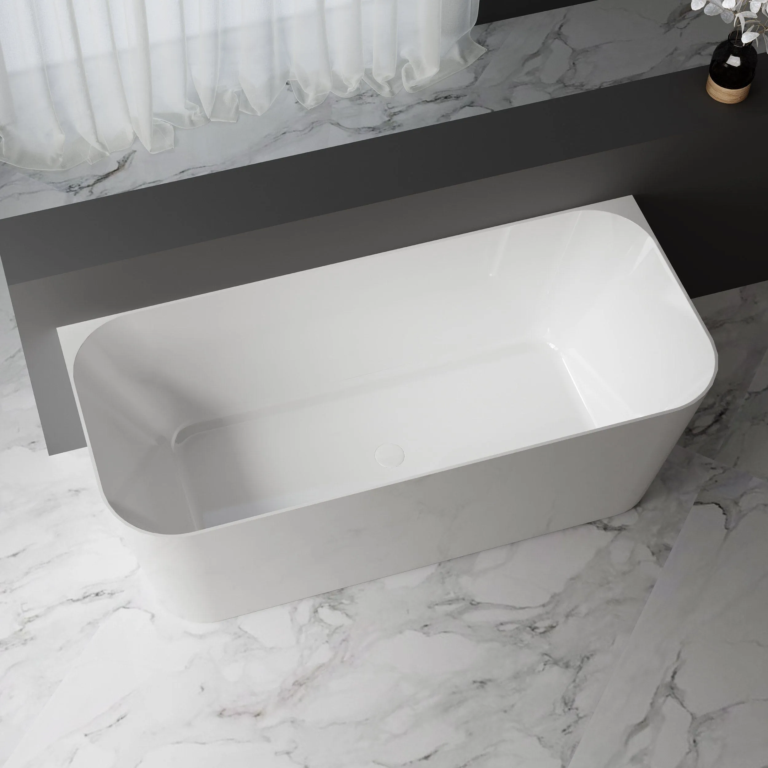 CLIO 1700mm Back to Wall Free Standing Bath Gloss White