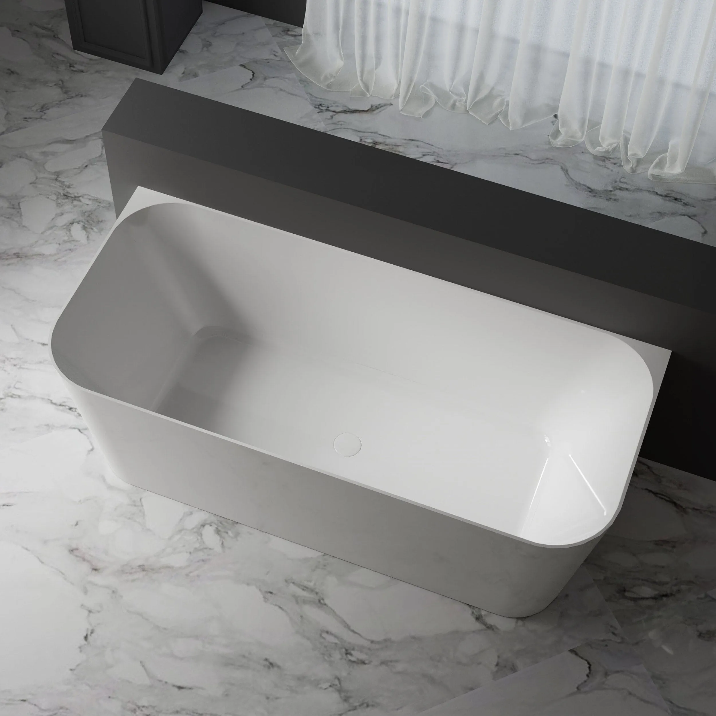 CLIO 1700mm Back to Wall Free Standing Bath Gloss White
