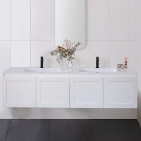 CLOVER 1500mm Wall Hung Bathroom Vanity   Ceramic Top