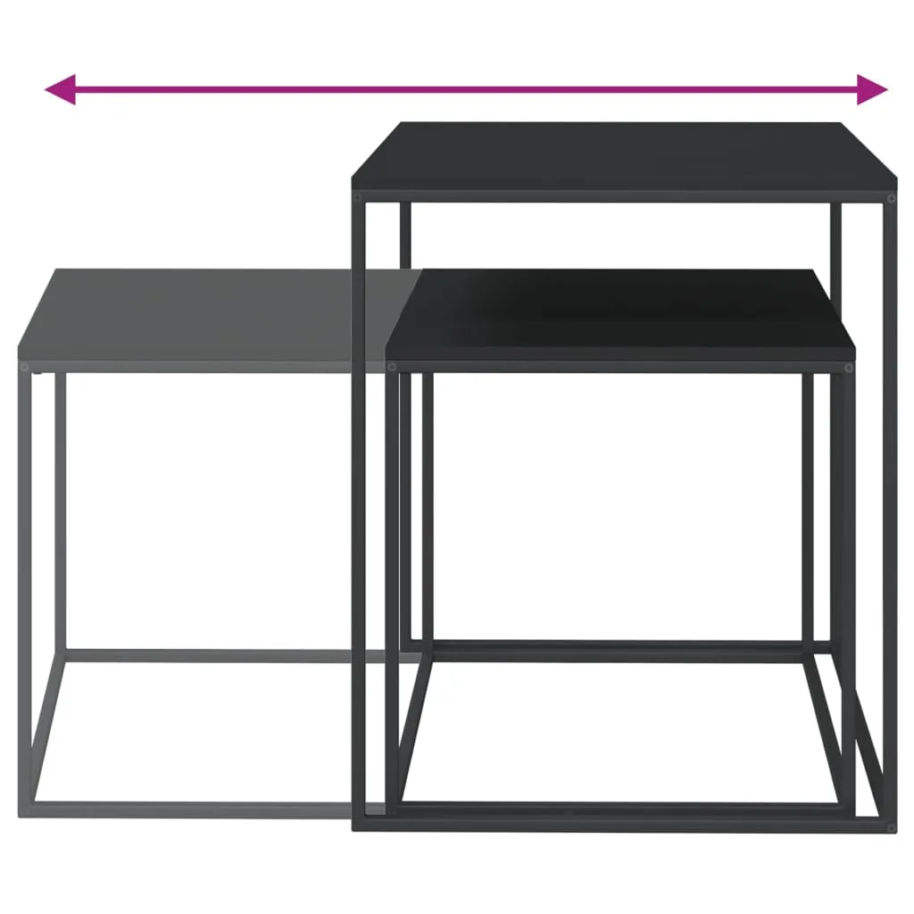 Coffee Table Set Accent Nesting Table 2 Pcs Engineered Wood and Metal
