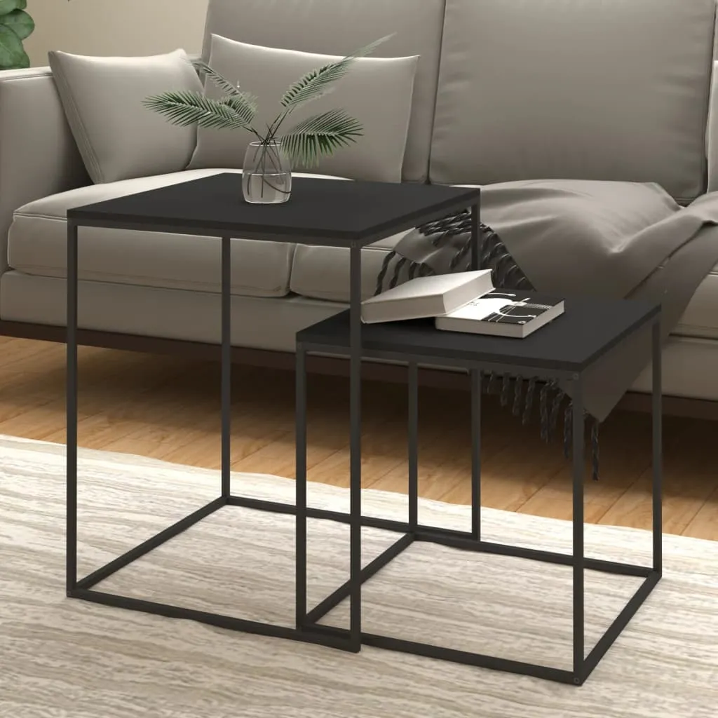 Coffee Table Set Accent Nesting Table 2 Pcs Engineered Wood and Metal