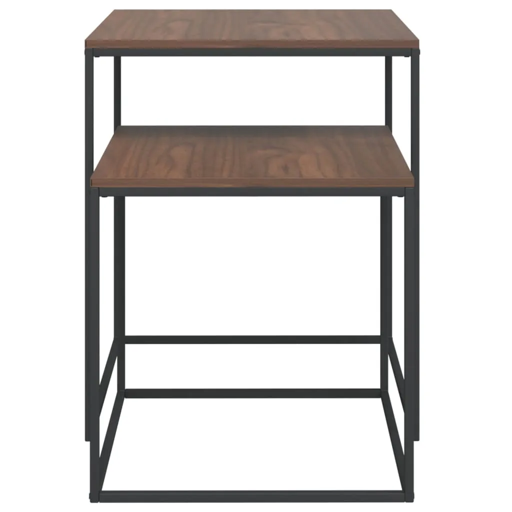 Coffee Table Set Accent Nesting Table 2 Pcs Engineered Wood and Metal